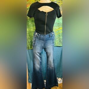 Express Dark Blue “Bell Flare” Mid-Rise Jeans